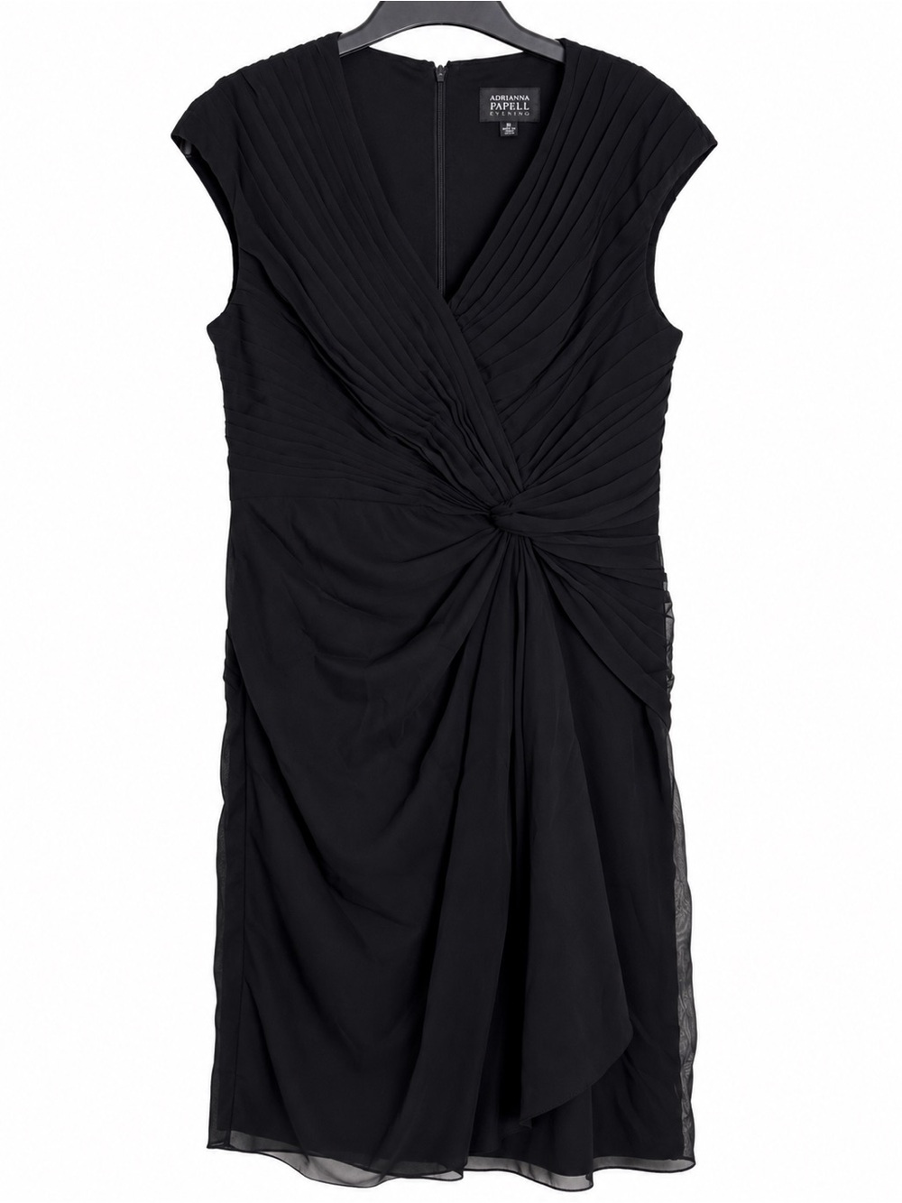 Adrianna Papell Black V-Neck Knot-Front Cocktail Dress - NWT - 8P